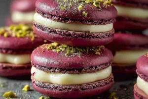 Luxurious Raspberry Pistachio Macarons