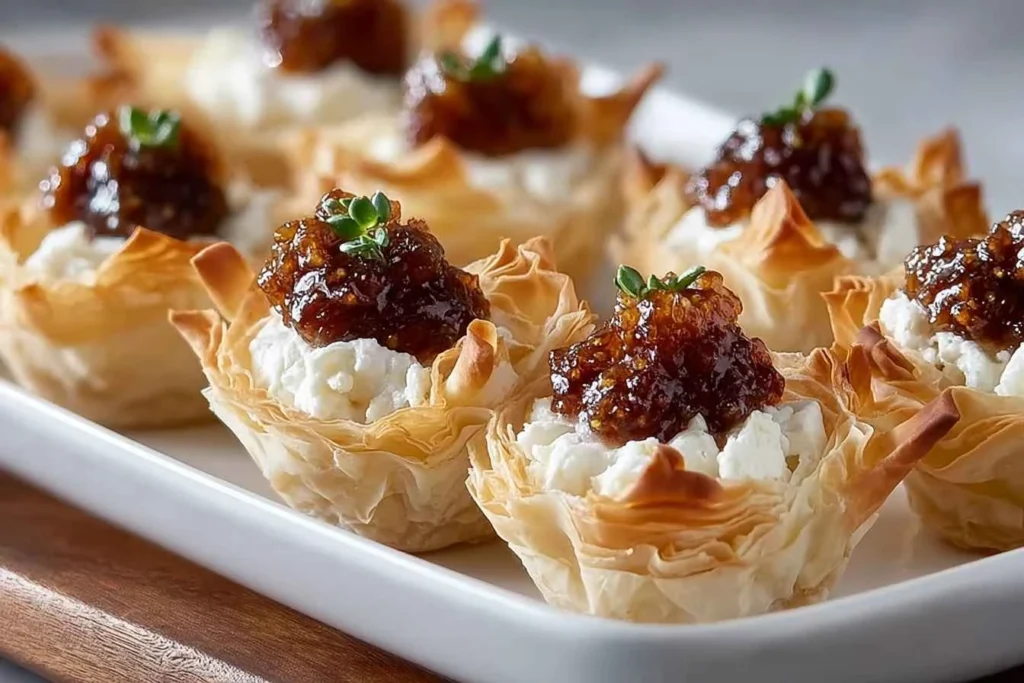 Mini Phyllo Cups with Goat Cheese and Fig Jam: A Sweet & Savory Christmas Bite
