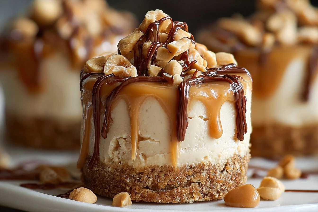 Peanut Butter Caramel Cheesecake Recipe Mini Cheesecake With Peanut Butter Caramel Drizzle Cheesecake Ideas Best Peanut Bu...