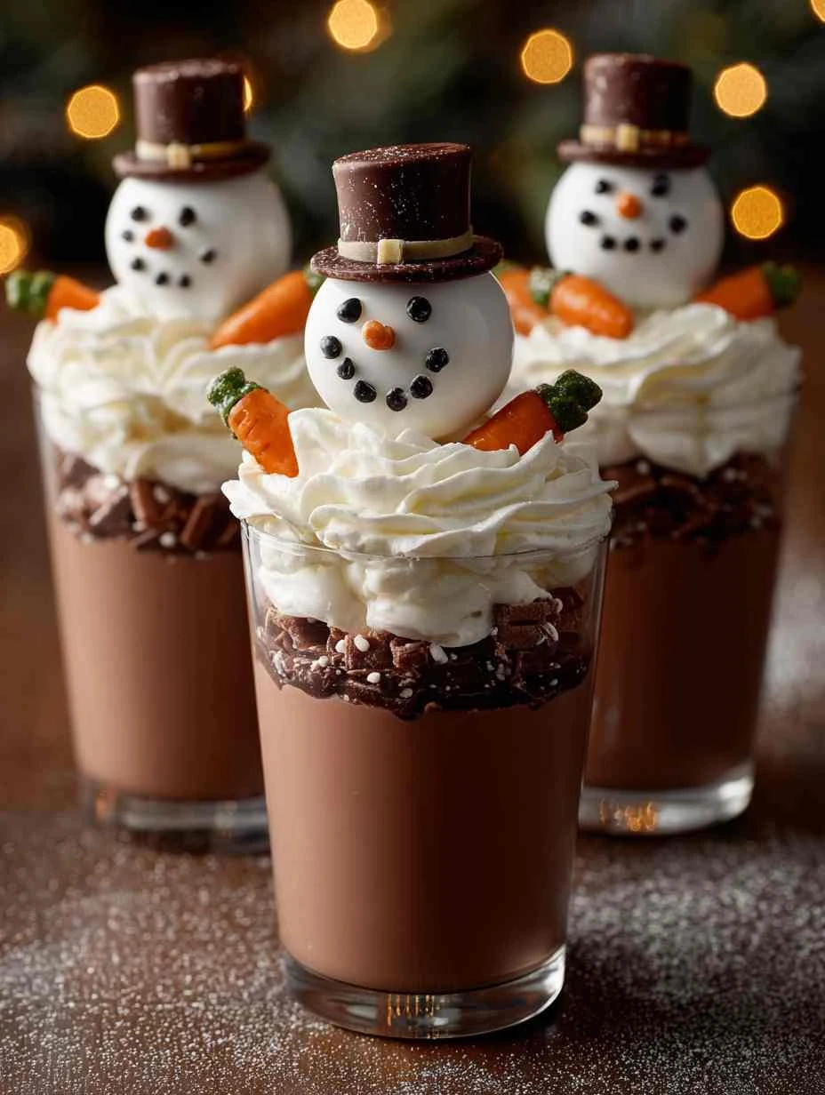 Snowman Hot Chocolate Parfait Recipe Easy Snowman Hot Chocolate Parfaits DIY Holiday Chocolate Parfaits Festive Snowman De...
