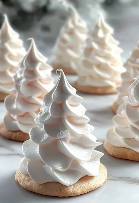 Whimsical Tree Meringue Cookie Recipe Holiday Tree Shaped Meringue Cookies How To Make Tree Meringue Cookies Festive Tree ...