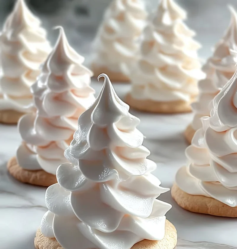 Whimsical Tree Meringue Cookie Recipe Holiday Tree Shaped Meringue Cookies How To Make Tree Meringue Cookies Festive Tree ...