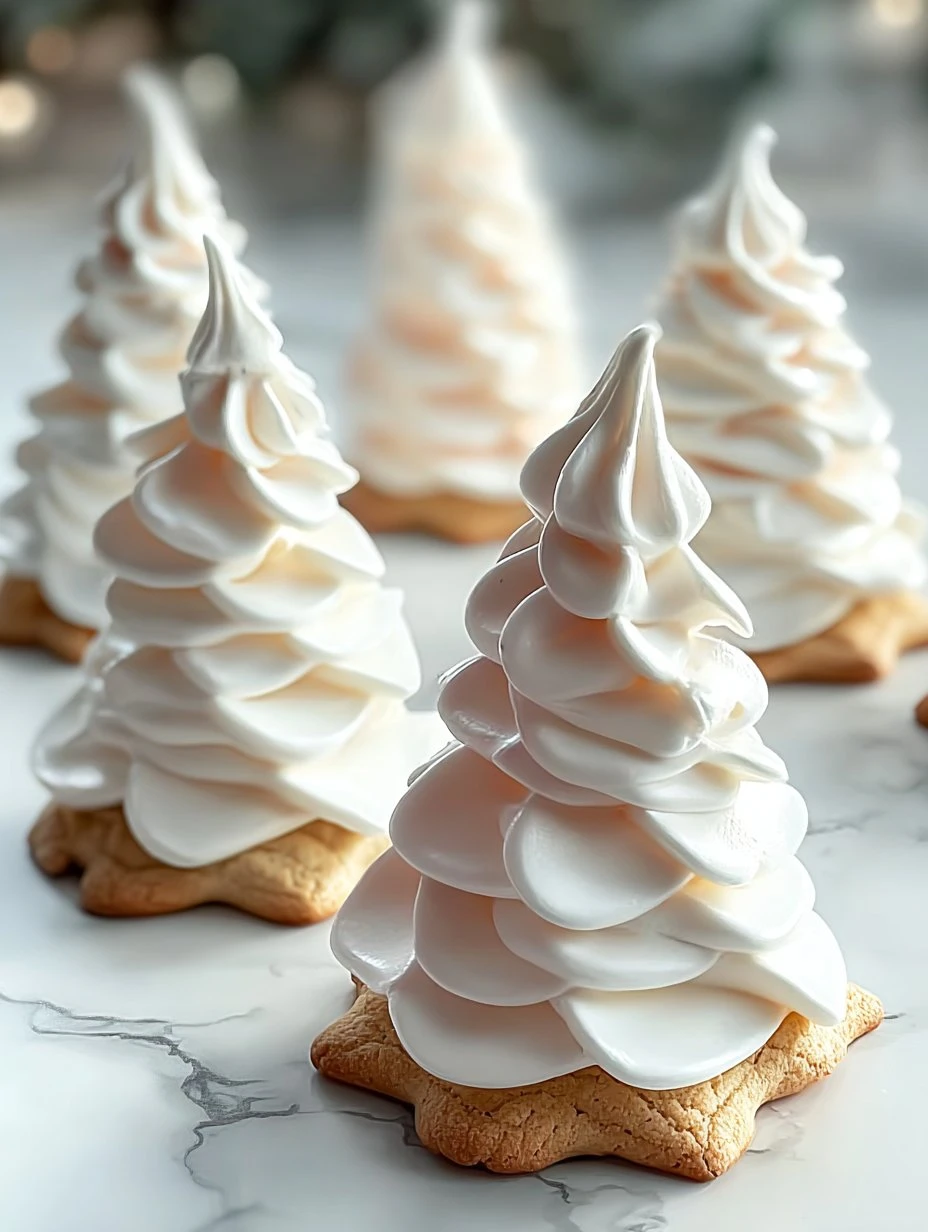 Whimsical Tree Meringue Cookie Recipe Holiday Tree Shaped Meringue Cookies How To Make Tree Meringue Cookies Festive Tree ...
