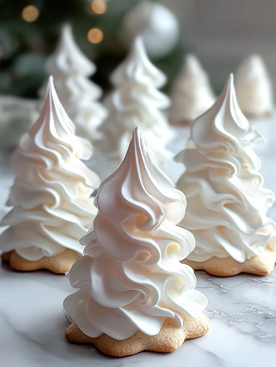 Whimsical Tree Meringue Cookie Recipe Holiday Tree Shaped Meringue Cookies How To Make Tree Meringue Cookies Festive Tree ...