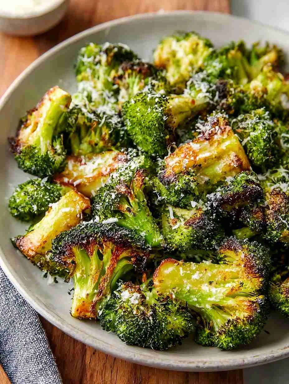 Air Fryer Broccoli With Garlic Parmesan Recipe Best Air Fryer Broccoli Parmesan Garlic Crispy Garlic Parmesan Broccoli Air...