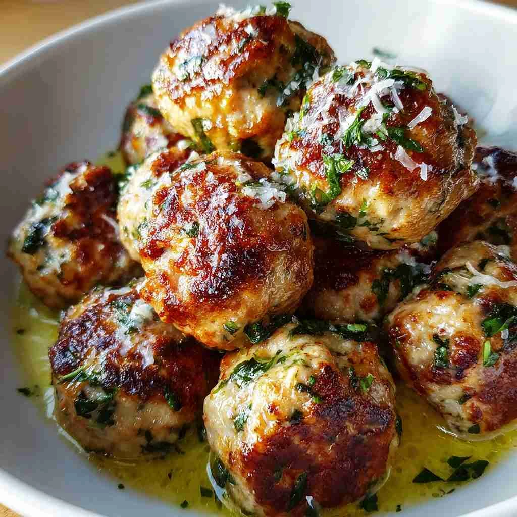 Baked Chicken Ricotta Meatballs Spinach Alfredo Sauce