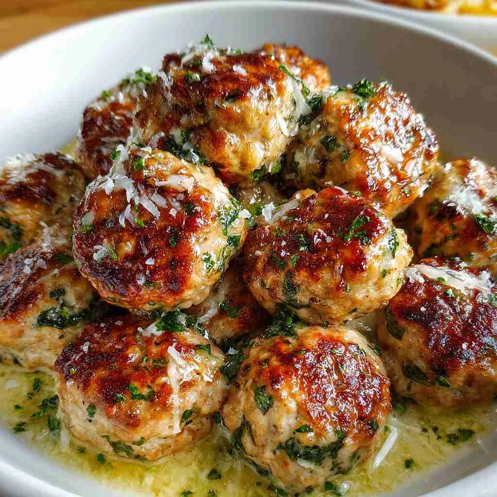 Baked Chicken Ricotta Meatballs Spinach Alfredo Sauce