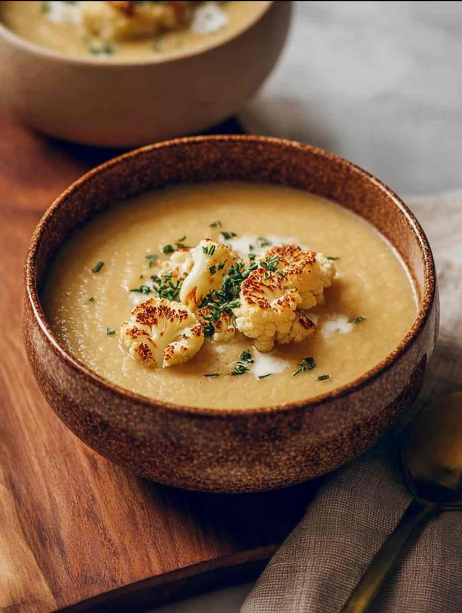 Best Creamy Roasted Cauliflower Soup Recipe Easy Roasted Cauliflower Soup Vegan Low Carb Creamy Cauliflower Soup Gluten Fr...