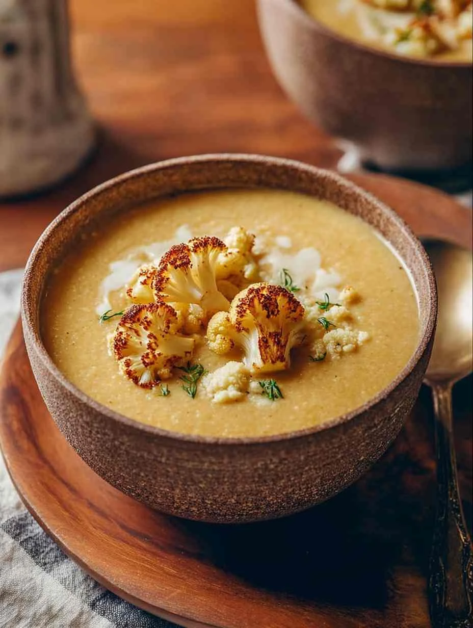 Best Creamy Roasted Cauliflower Soup Recipe Easy Roasted Cauliflower Soup Vegan Low Carb Creamy Cauliflower Soup Gluten Fr...