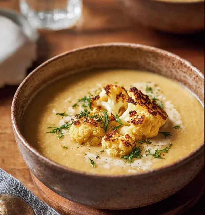 Best Creamy Roasted Cauliflower Soup Recipe Easy Roasted Cauliflower Soup Vegan Low Carb Creamy Cauliflower Soup Gluten Fr...