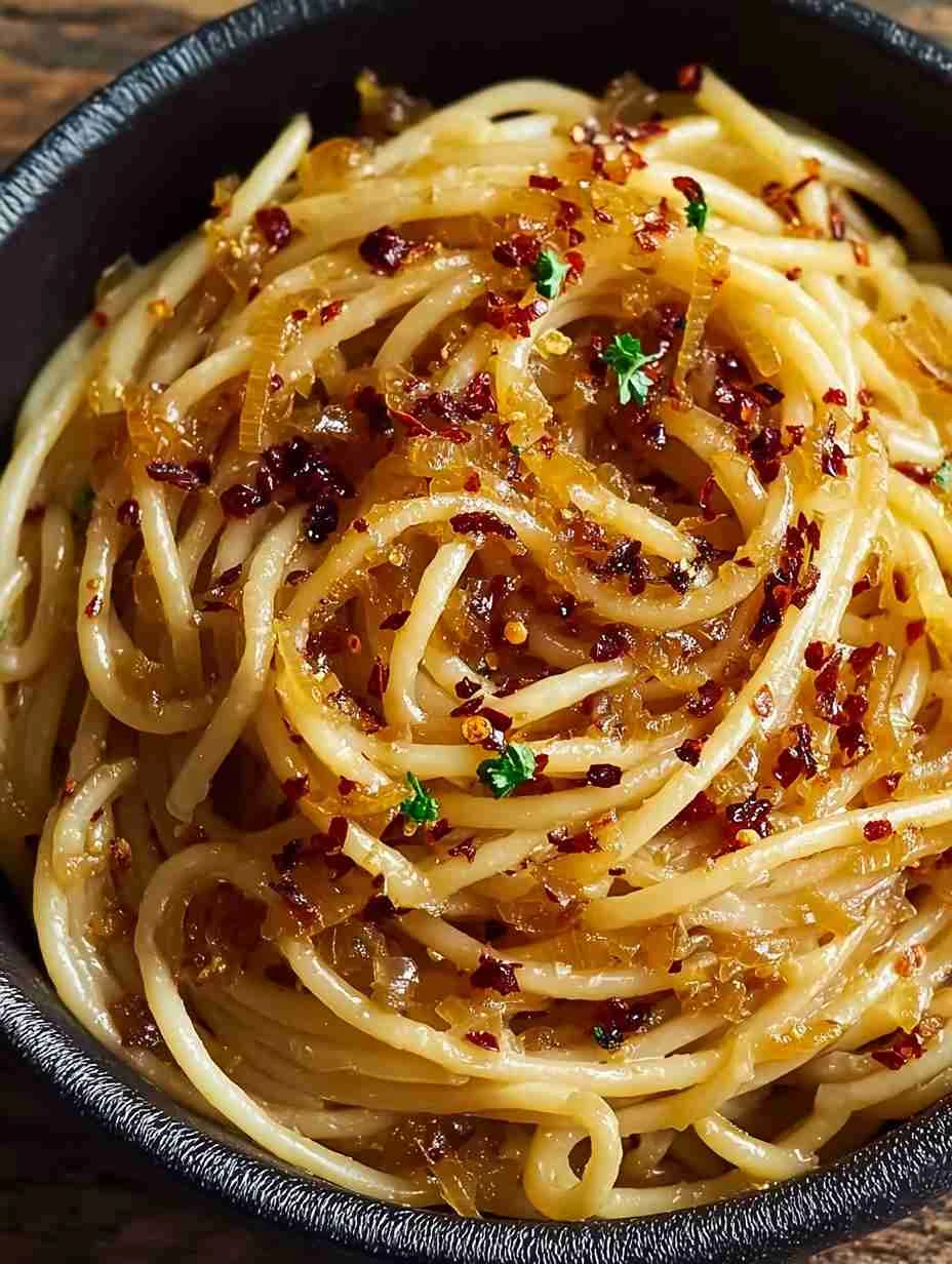 Caramelized Onion Pasta Recipe With Chili Oil Spicy Caramelized Onion Pasta Dish Easy Caramelized Onion And Chili Oil Past...