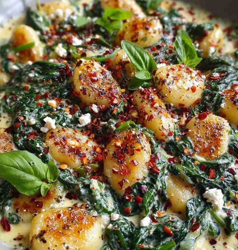 Creamy Gnocchi With Spinach Recipe Easy Gnocchi With Feta Dish Homemade Creamy Gnocchi Spinach Feta Best Spinach And Feta ...