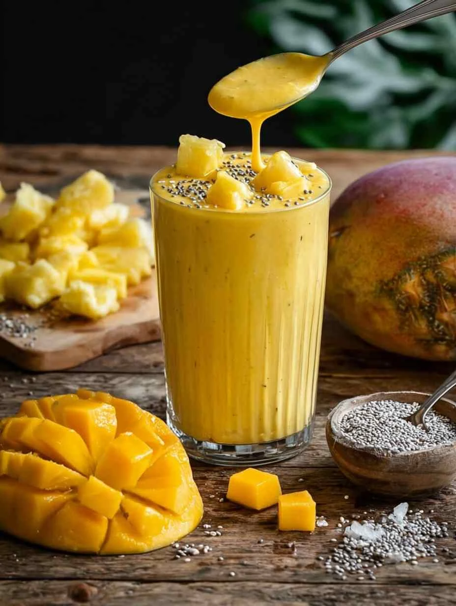 Creamy Mango & Pineapple Smoothie With Cottage Cheese Creamy Mango Pineapple Smoothie Cottage Cheese