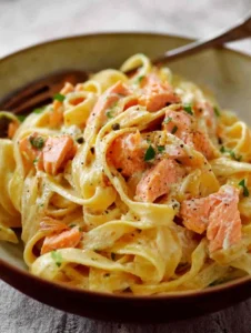 Creamy Salmon Fettuccine Ready in 30 Minutes or Less