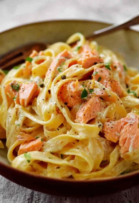 Creamy Salmon Fettuccine Ready In 30 Minutes Or Less Creamy Salmon Fettuccine Ready Minutes Less
