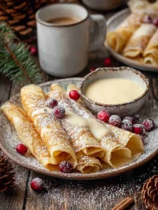 Decadent Eggnog Crepes with Irresistible Eggnog Sauce