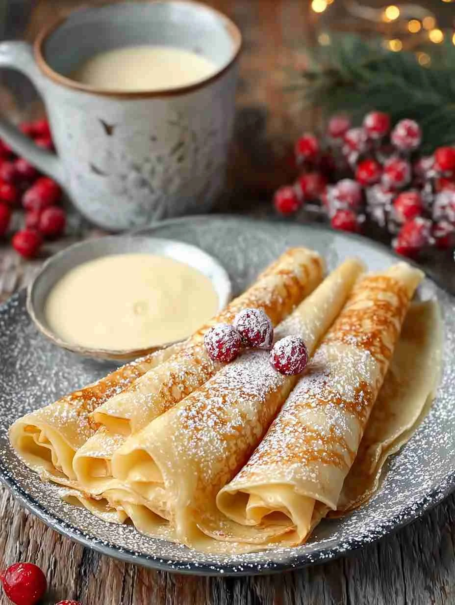 Decadent Eggnog Crepes Recipe Homemade Eggnog Crepes Idea Eggnog Sauce For Crepes Eggnog Dessert Crepes Guide Luxury Eggno...