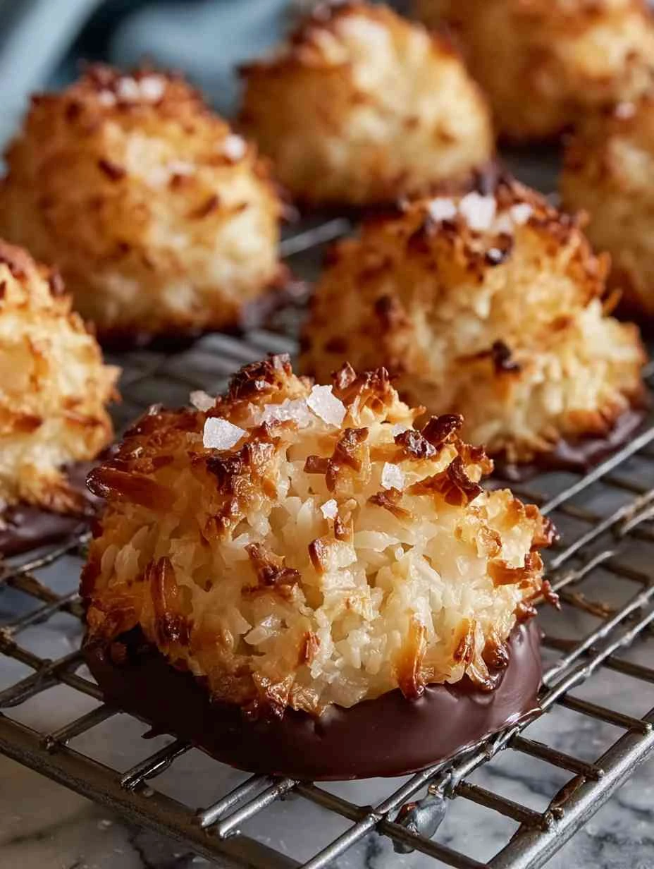 Easy Chocolate Dipped Coconut Macaroons Recipe Homemade Crispy Coconut Macaroons Bakery Style Coconut Macaroons Tutorial H...