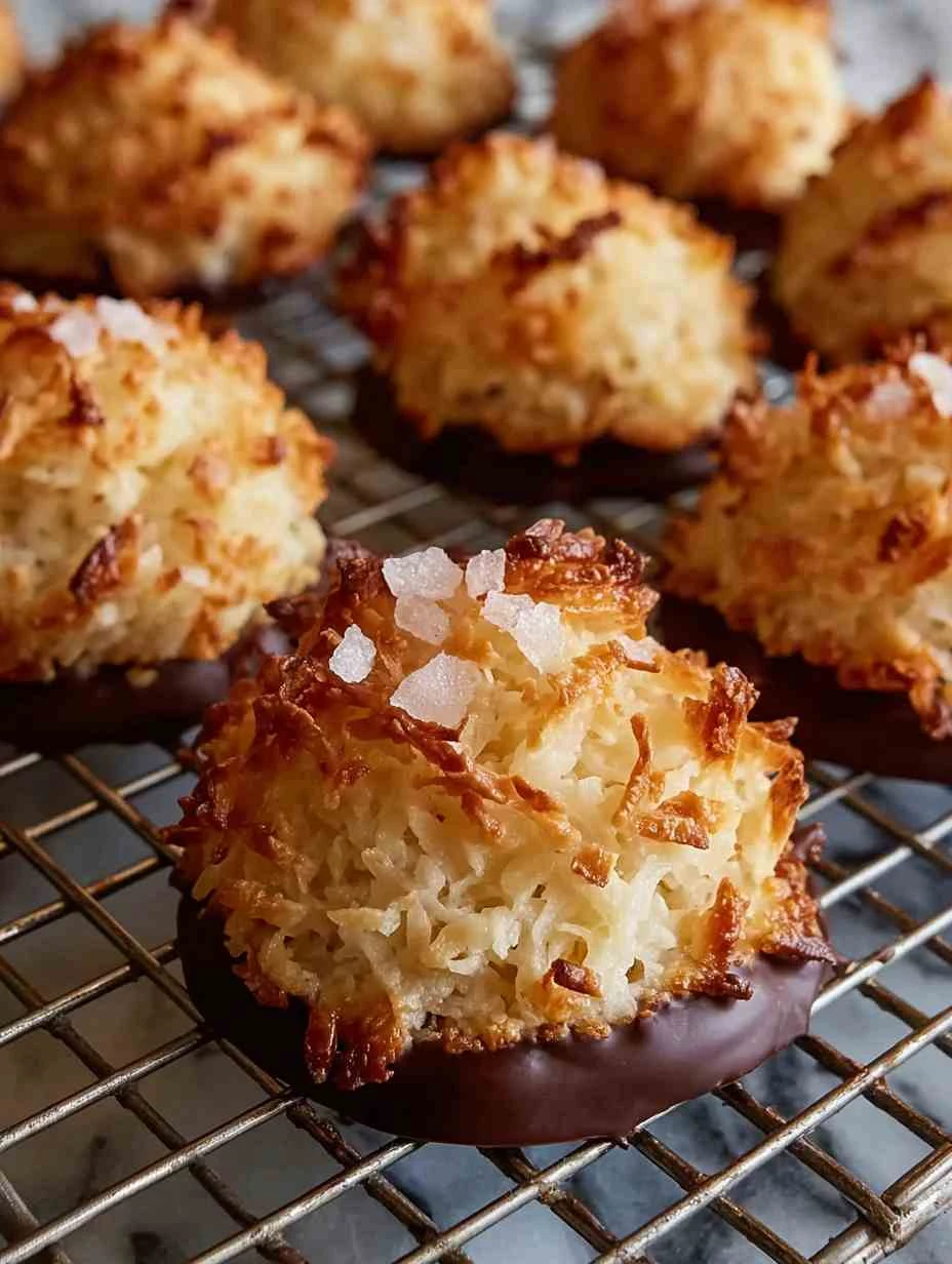 Easy Chocolate Dipped Coconut Macaroons Recipe Homemade Crispy Coconut Macaroons Bakery Style Coconut Macaroons Tutorial H...