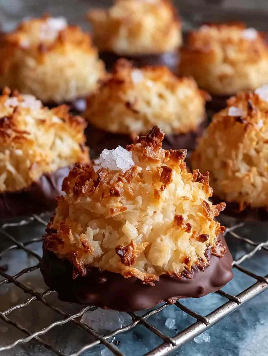 Crispy Chocolate-Dipped Coconut Macaroons Recipe – Easy Bakery Style Treats