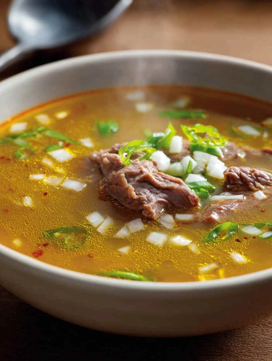 Golden Soup With Shaved Beef: A Brothy Spicy Surprise Golden Soup Shaved Beef Brothy Spicy