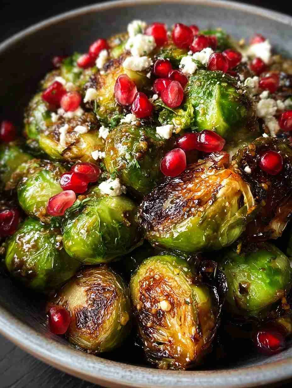 Hot Honey Brussels Sprouts Recipe Pomegranate Feta Brussels Sprouts Sweet And Savory Brussels Sprouts Roasted Brussels Spr...