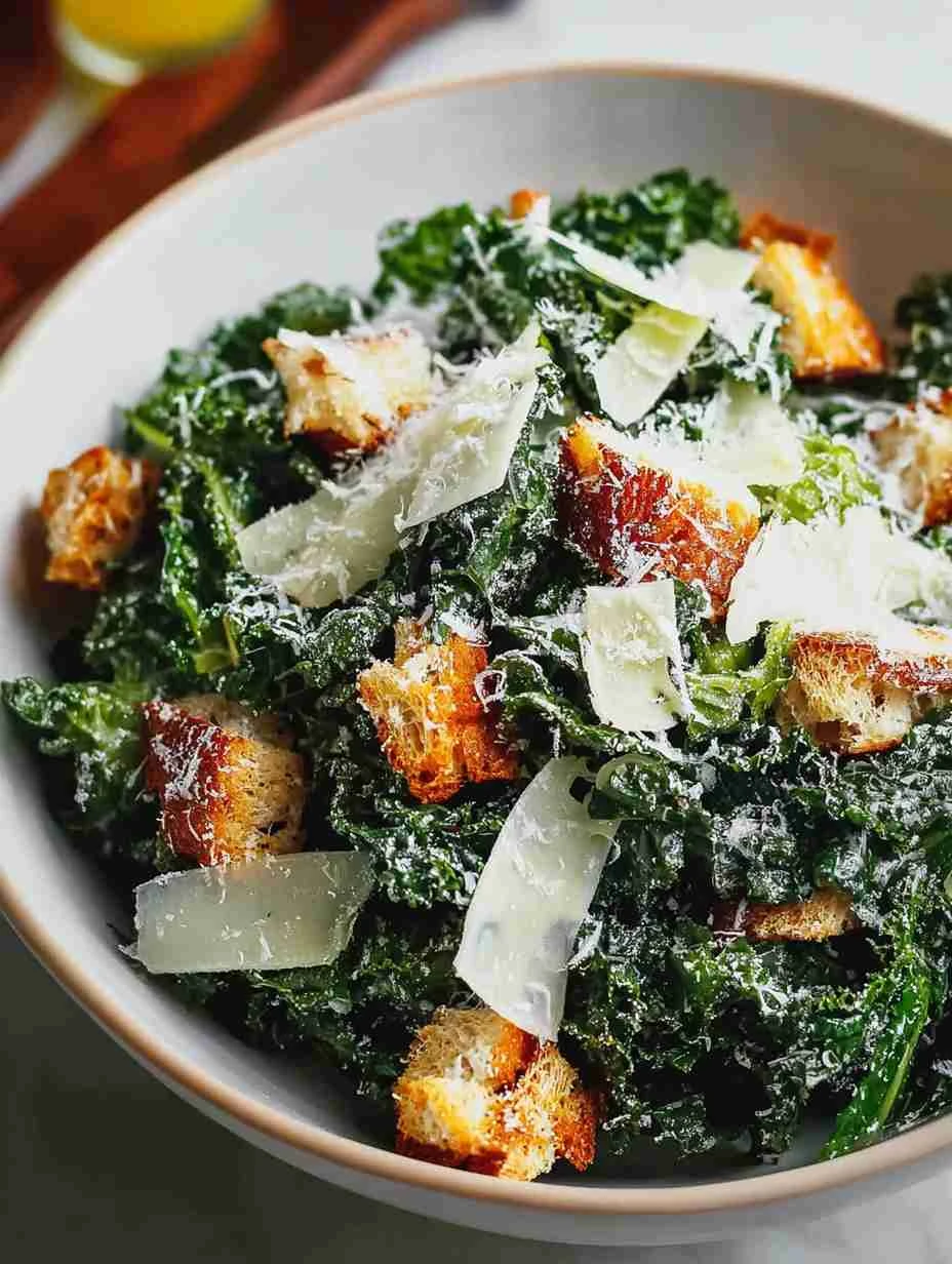 Healthy Kale Caesar Salad Recipe