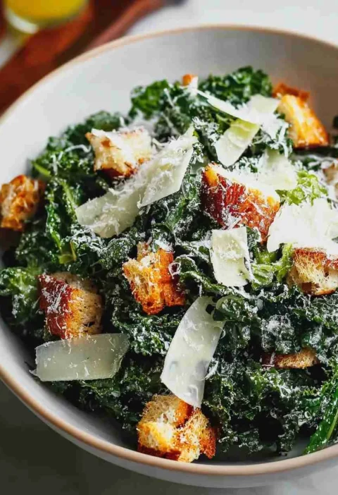 Low-calorie Kale Caesar Salad Recipe Vegan Kale Caesar Salad Dressing Easy Homemade Kale Caesar Salad Gluten-free Kale Cae...