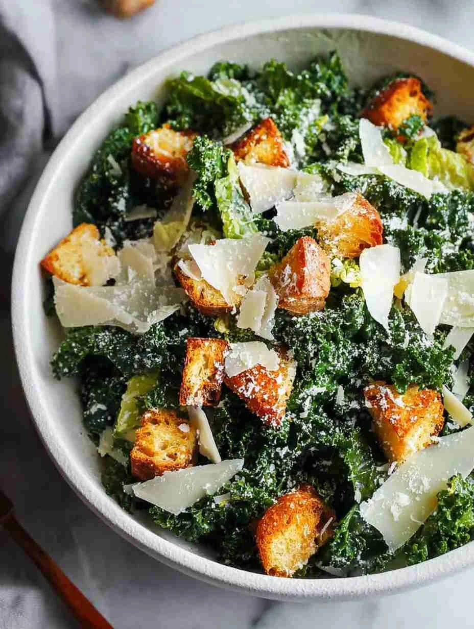 Low-calorie Kale Caesar Salad Recipe Vegan Kale Caesar Salad Dressing Easy Homemade Kale Caesar Salad Gluten-free Kale Cae...