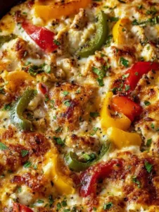 Mediterranean Cottage Cheese Turkey Pepper Skillet