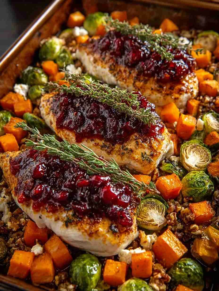 Mediterranean Honey Cranberry Chicken Recipe Caramelized Brussels Sprouts Dinner Ideas Sweet Potato Butternut Squash Bake ...