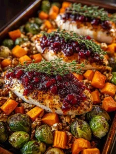 Honey Cranberry Chicken Bake with Fetaand veggirs