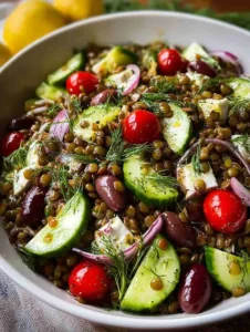 Mediterranean Lentil Salad with Lemon Dill Dressing