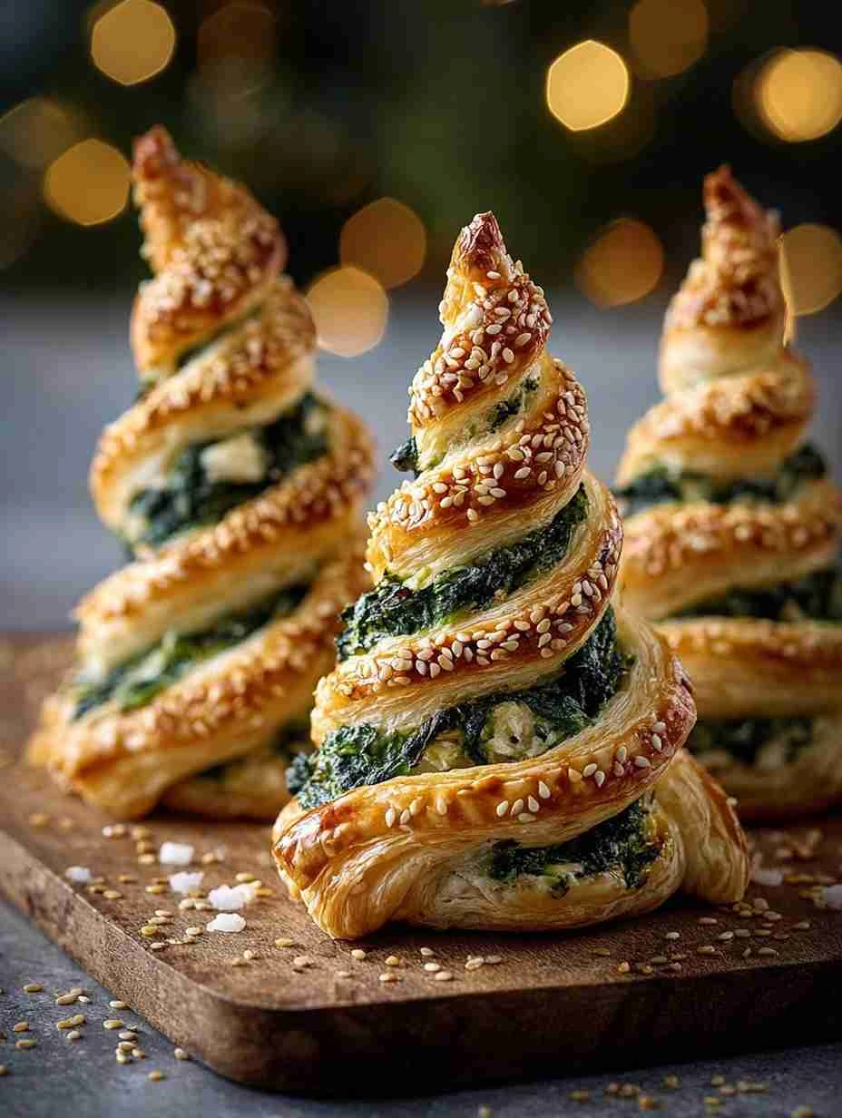 Mediterranean Spinach, Feta & Cranberry Puff Pastry Christmas Trees