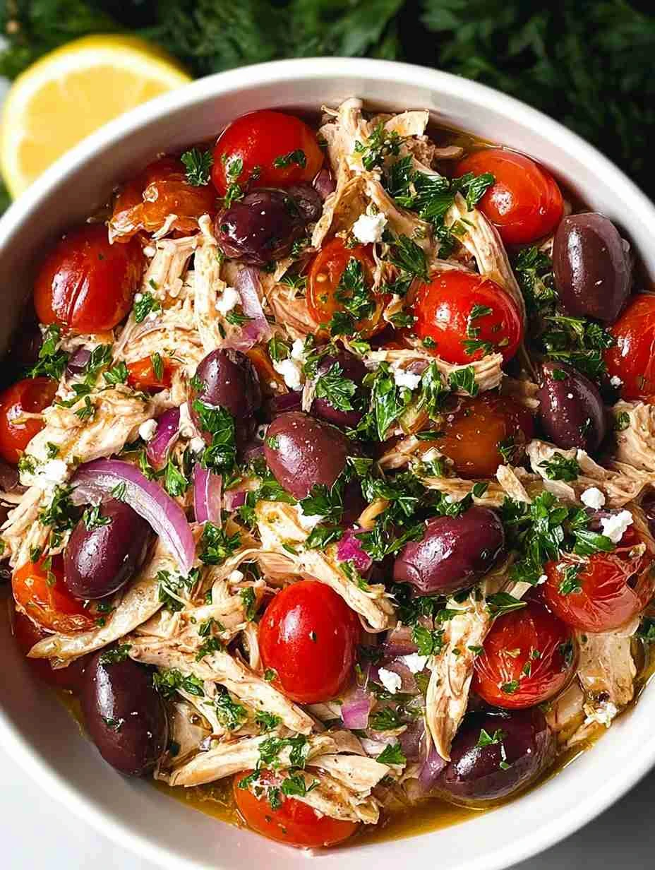 Slow-Cooked Mediterranean Lemon Garlic Greek Chicken with Olives and Herbs