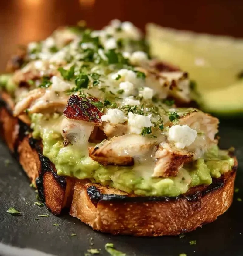 Southern Avocado Toast With Smoked Chicken & Cheese Southern Avocado Toast Smoked Chicken Cheese