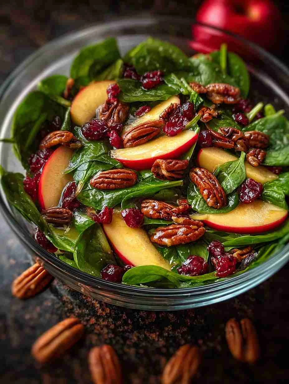 Spinach Salad with Apples, Pecans & Cranberries