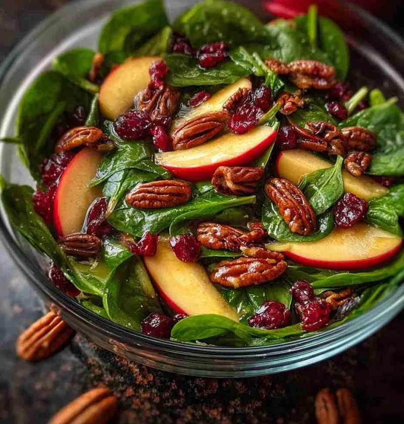 Spinach Apple Pecan Salad Recipe Easy Spinach Cranberry Pecan Salad Healthy Spinach Apple Nut Salad Autumn Spinach Salad W...