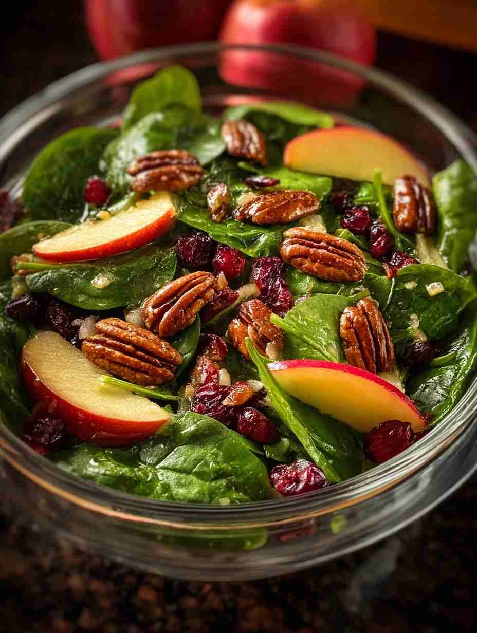 Spinach Apple Pecan Salad Recipe Easy Spinach Cranberry Pecan Salad Healthy Spinach Apple Nut Salad Autumn Spinach Salad W...
