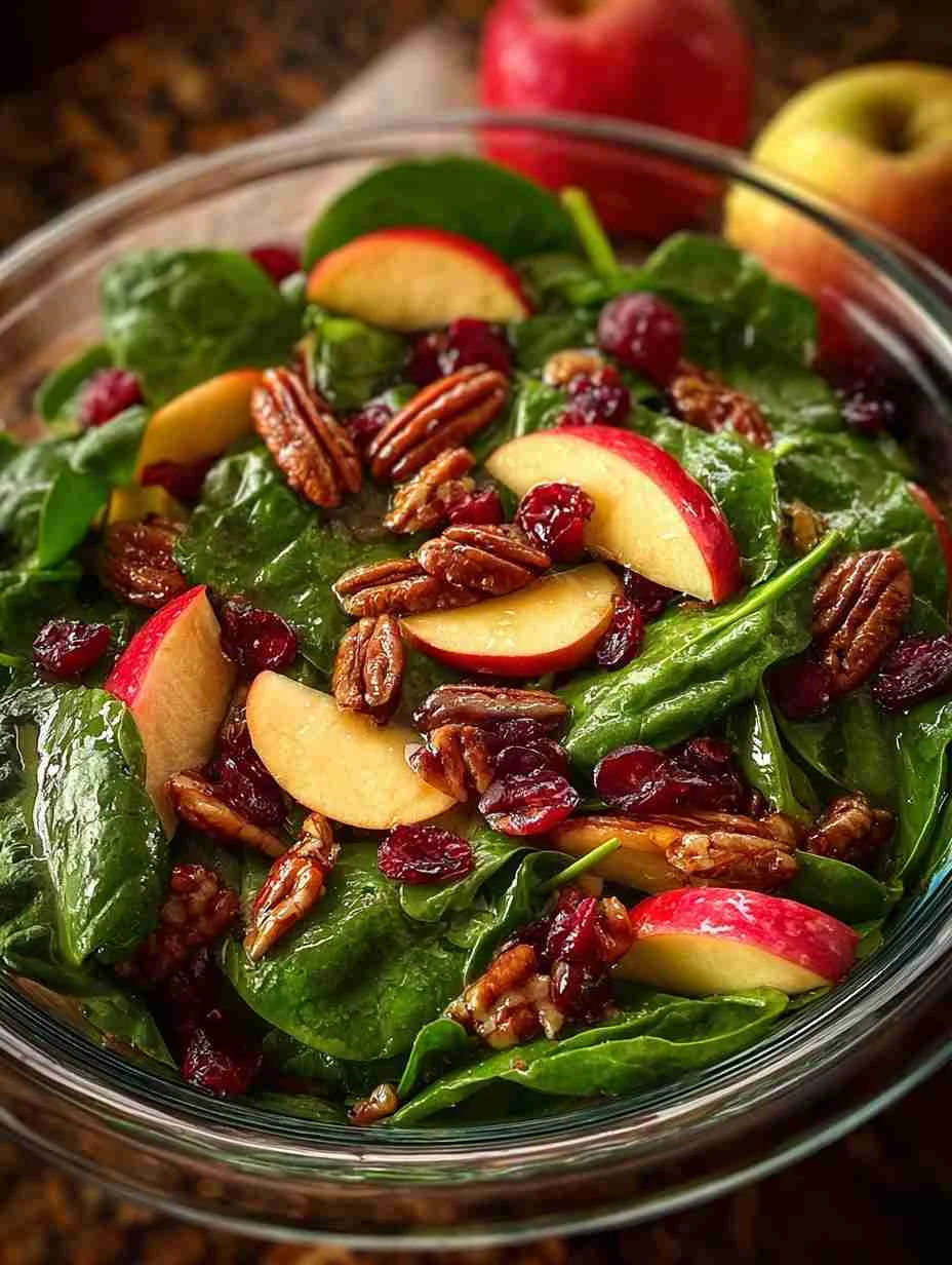 Spinach Apple Pecan Salad Recipe Easy Spinach Cranberry Pecan Salad Healthy Spinach Apple Nut Salad Autumn Spinach Salad W...