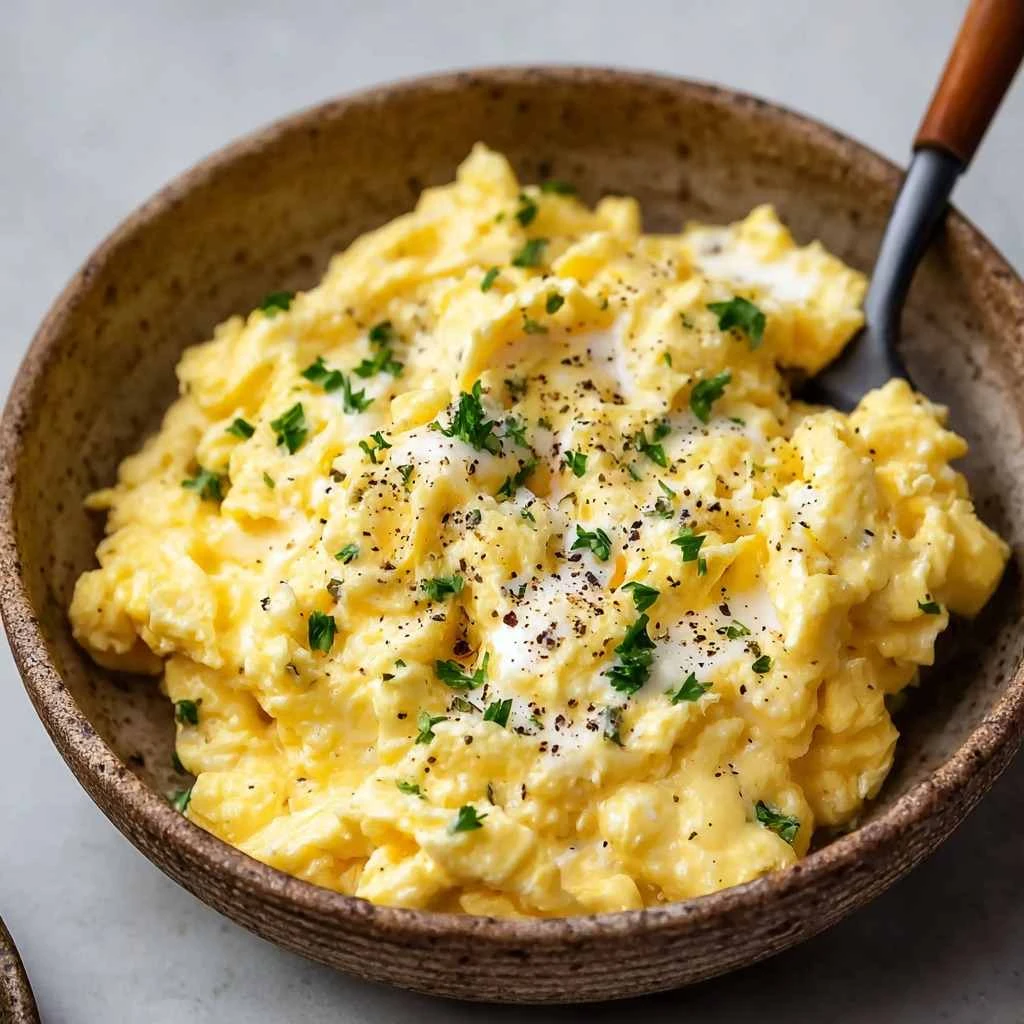 Anthony Bourdain Scrambled Eggs with Sour Cream Bliss