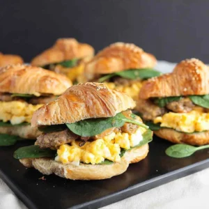 Baked Croissant Breakfast Sandwiches