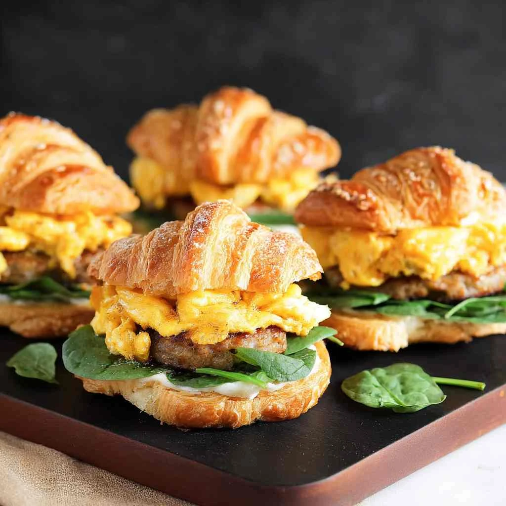Baked Croissant Breakfast Sandwiches