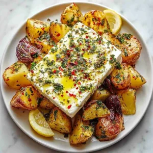 Baked Feta Potatoes with Lemon, Garlic, and Fresh Basil Recipe