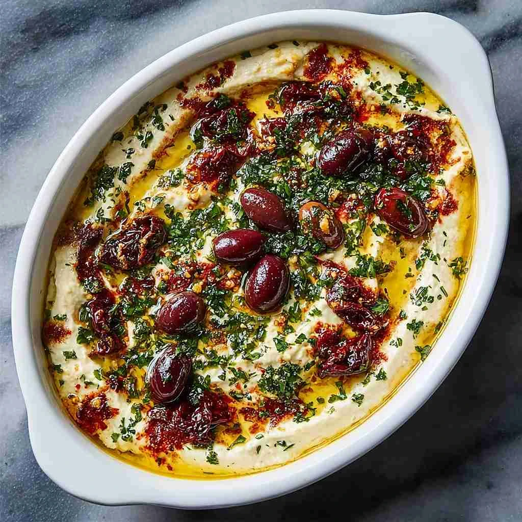 Baked Feta with Olives and Sun-Dried Tomatoes Recipe