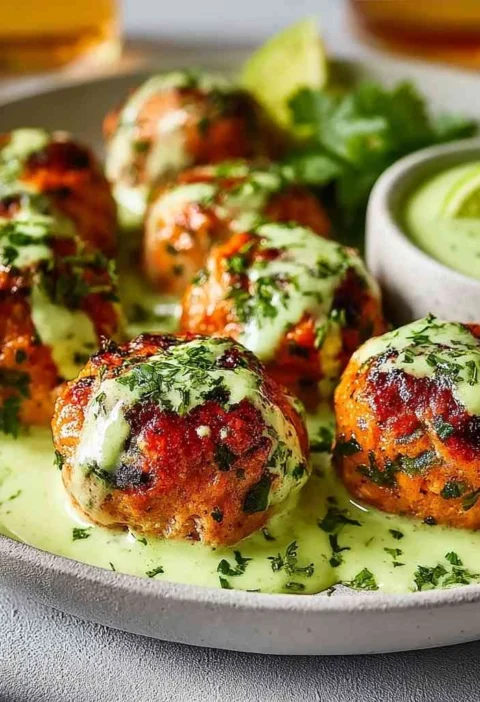Baked Salmon Meatballs Creamy Avocado Sauce