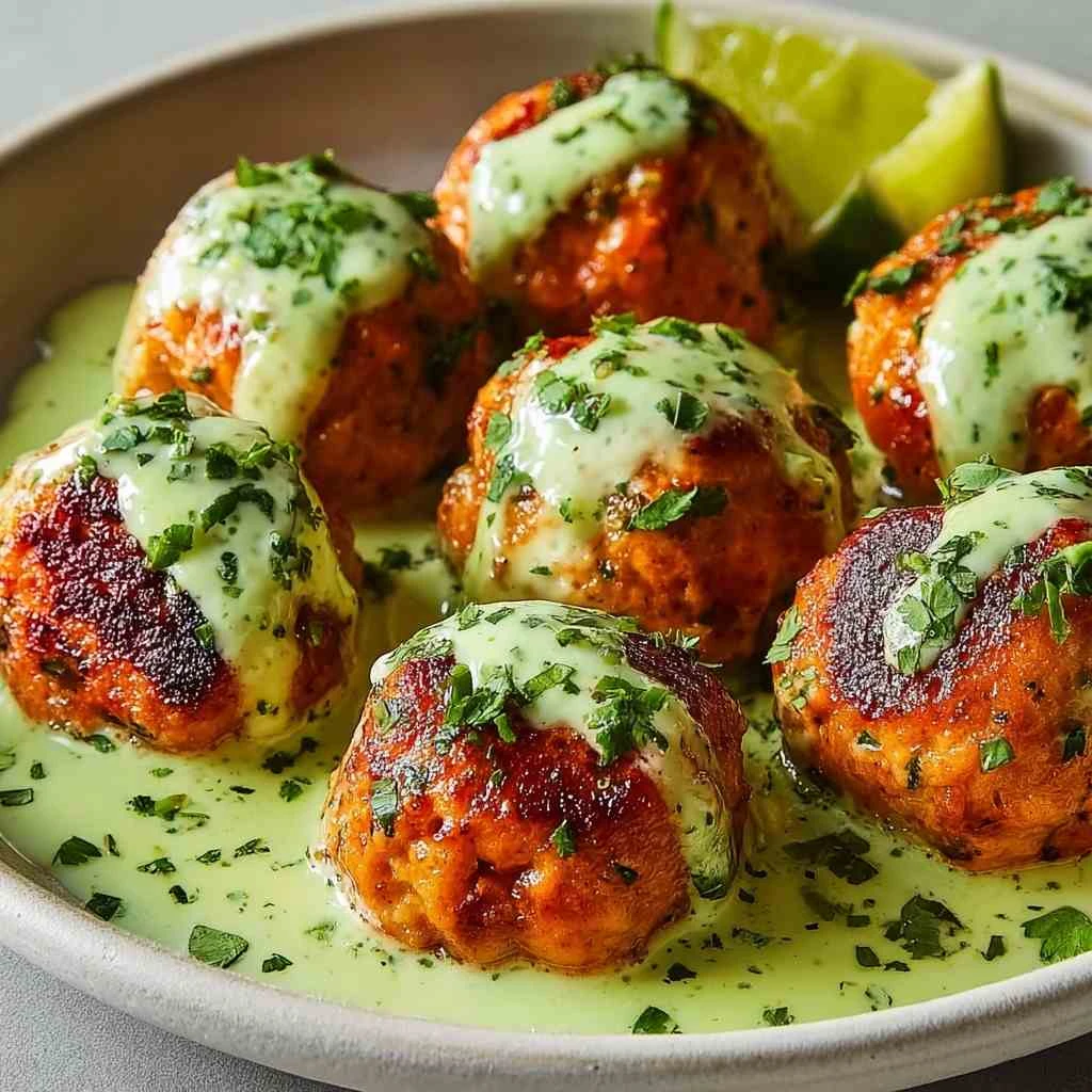 Baked Salmon Meatballs Creamy Avocado Sauce