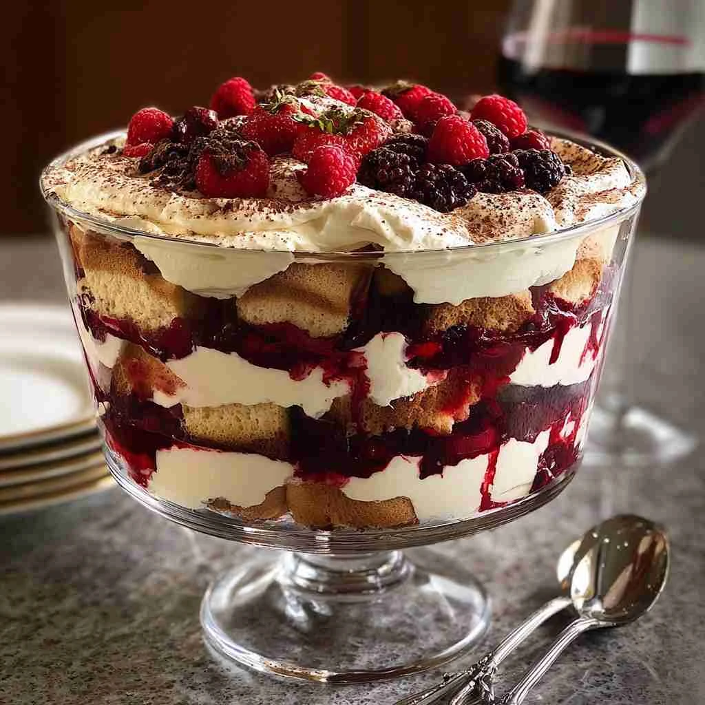 Berry Tiramisu Trifle Nobake Creamy Layered Dessert