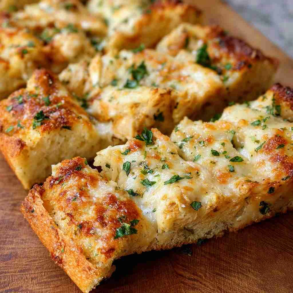 Chicken Alfredo Garlic Bread
