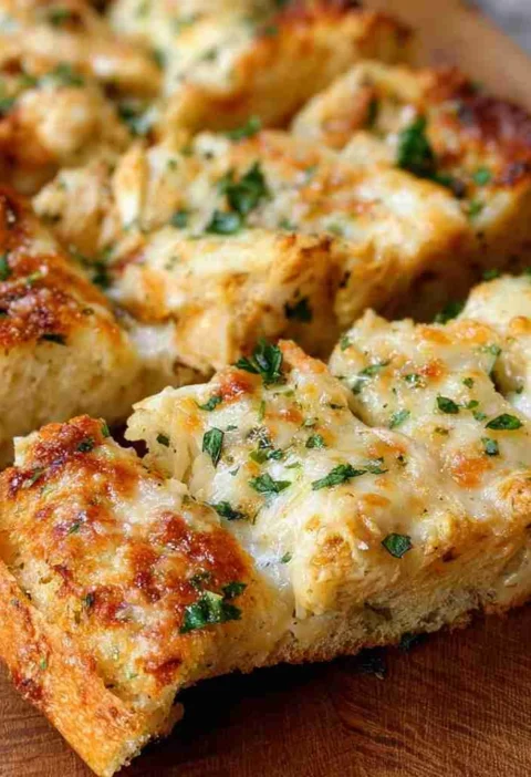 Chicken Alfredo Garlic Bread